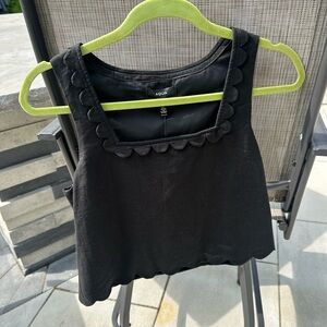AQUA black scalloped neck and bottom, pullover black top  NEW WITH TAGS